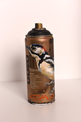 ''Greater Spotted Woodpecker'' customised empty spray can by ATM